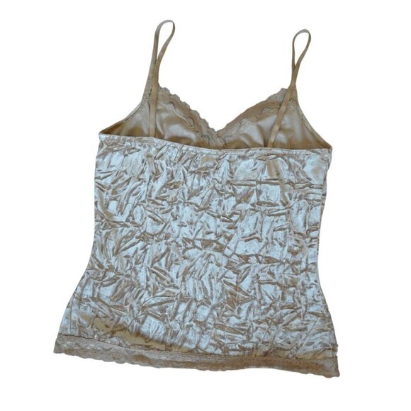 Vintage y2k  IZ Byer California Velvet Champagne Lace Trim Camisole Top Womens M - Picture 8 of 9